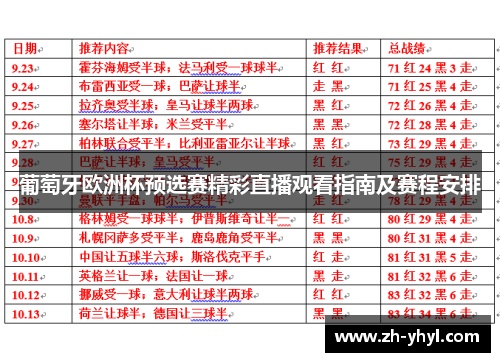 葡萄牙欧洲杯预选赛精彩直播观看指南及赛程安排